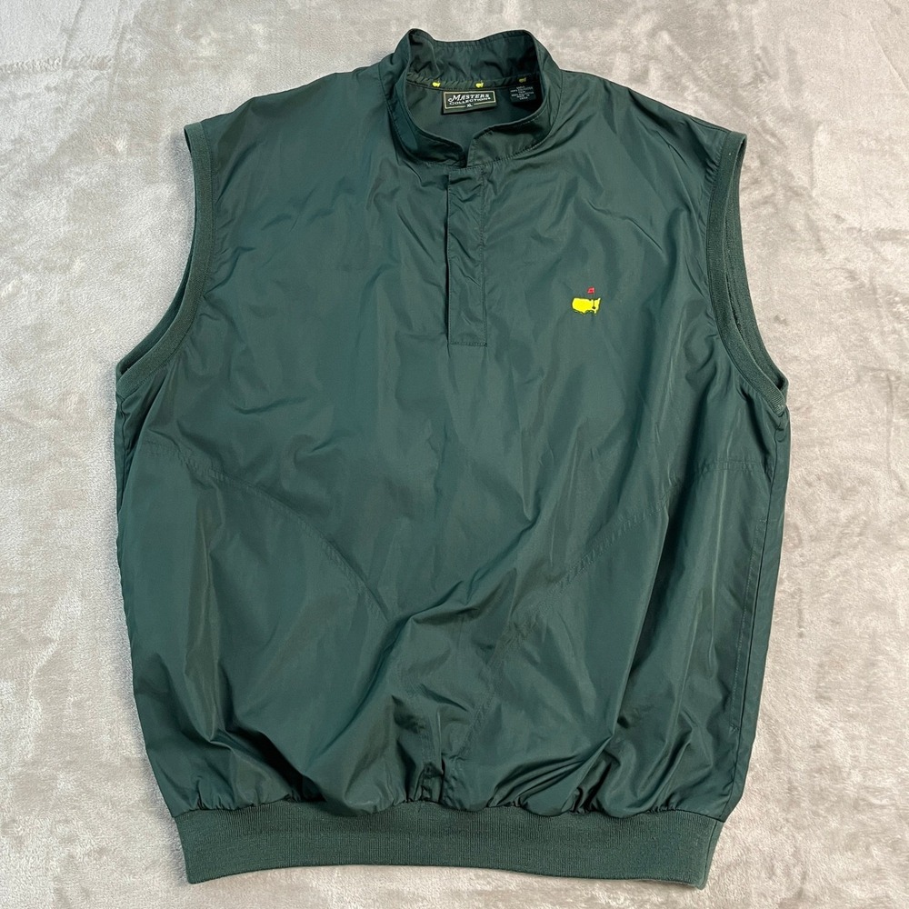 Masters Collection Golf Wind Vest Mens XL Green Snap Neck Sleeveless Pullover